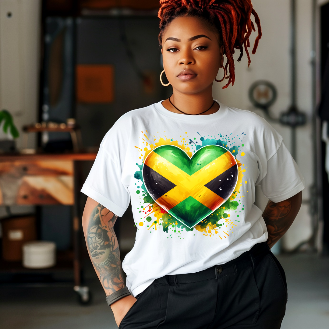 Jamaica Heart White Tshirt Unisex