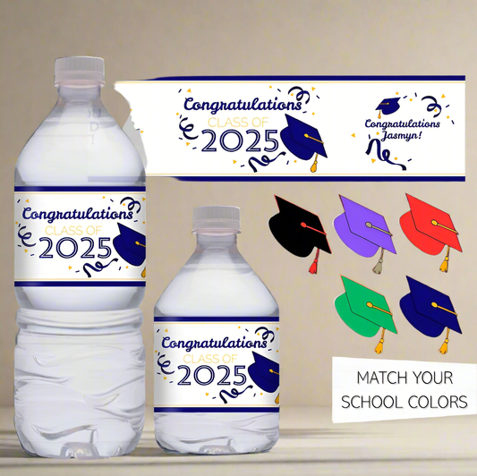 Custom Graduation Chip bag & Water bottle label (12each)