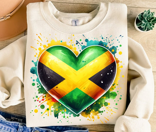 Jamaica Heart White Tshirt Unisex